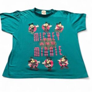 Vintage Mickey and Minnie Disney Co. AOP T Shirt Single Stitch Made In USA Sz L